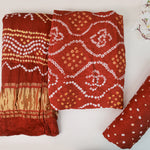 Load image into Gallery viewer, Red Bandhini Silk Suit