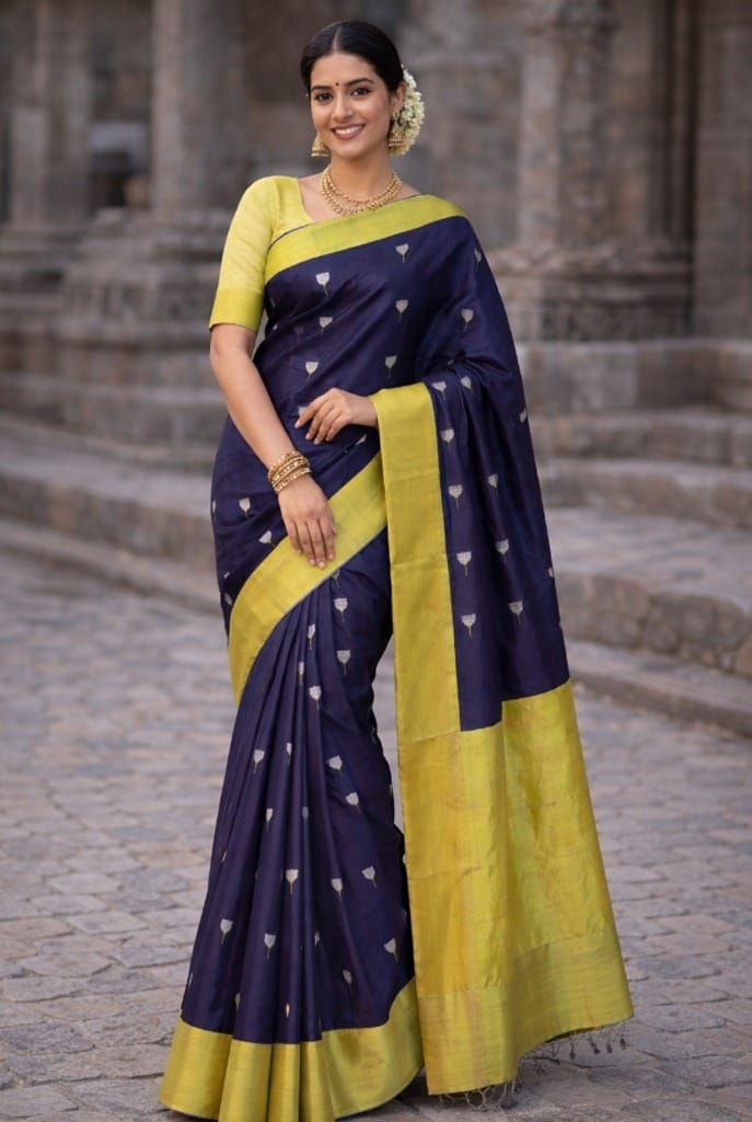 Navy blue silk