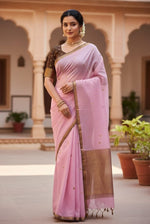 Load image into Gallery viewer, Pink Brown Chanderi