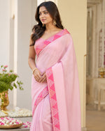 छवि को गैलरी दर्शक में लोड करें, Fine Touch Pink Saree