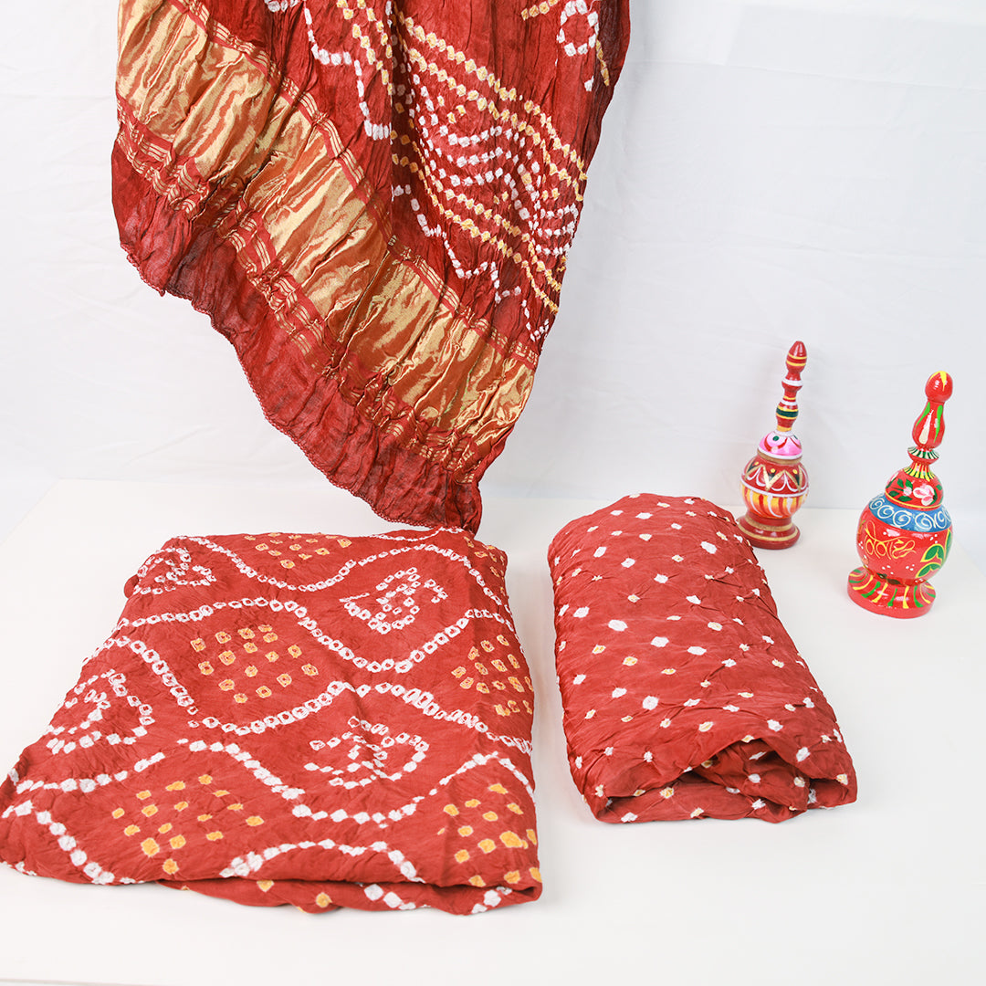Red bandhini silk suit