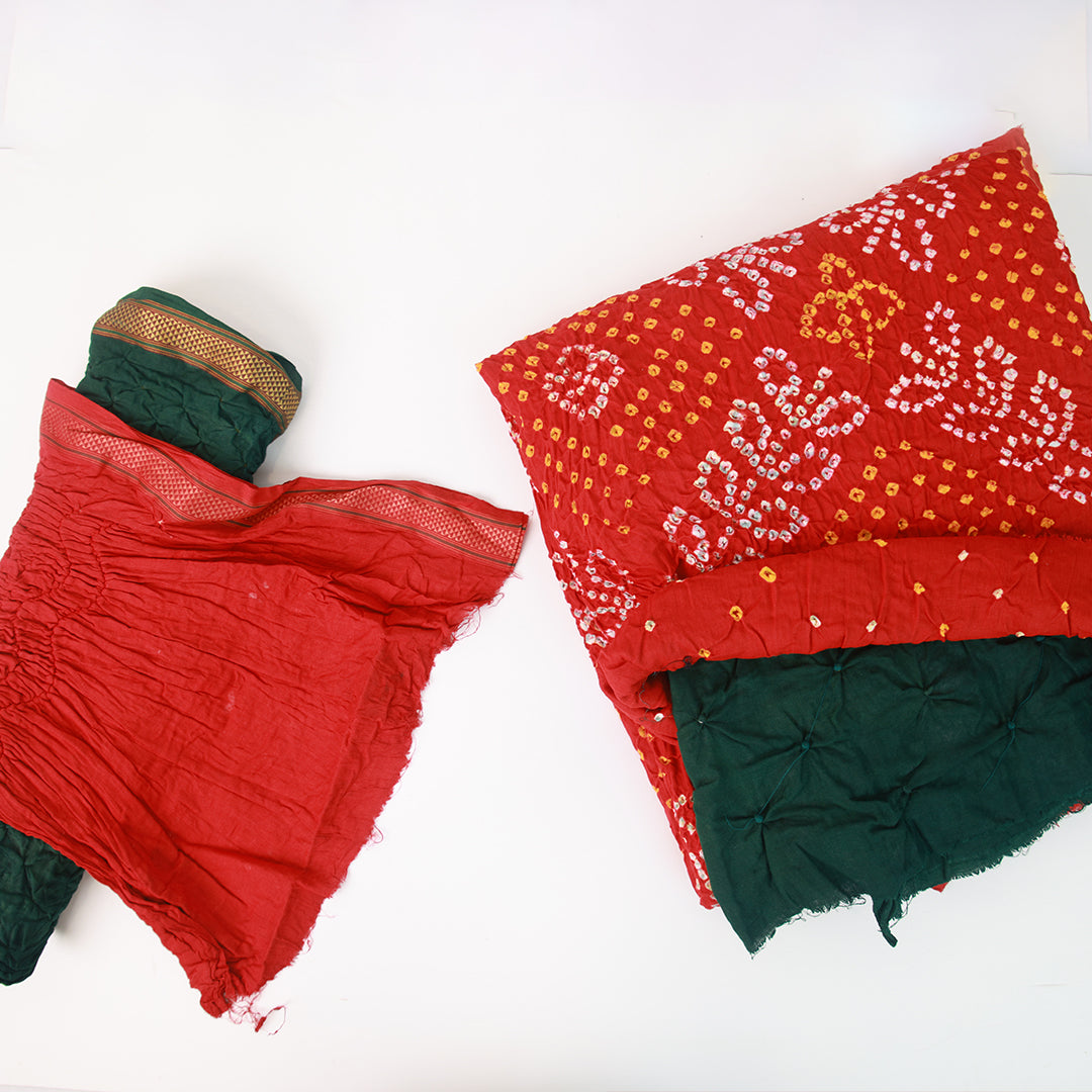 Red Bandhini Cotton Suit