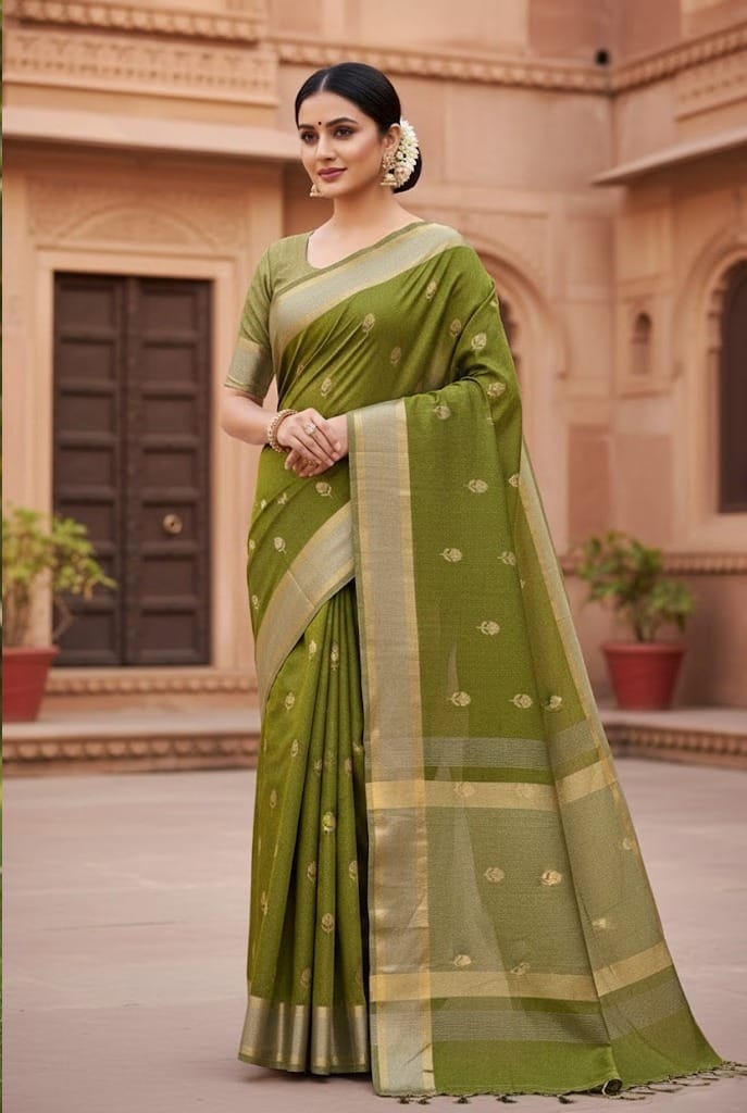 Olive green maheshwari