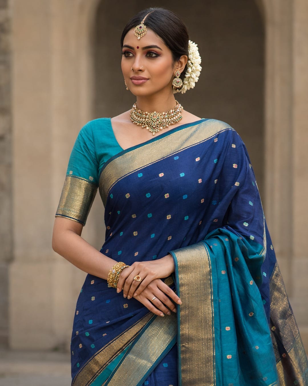 Blue contrast maheshwari