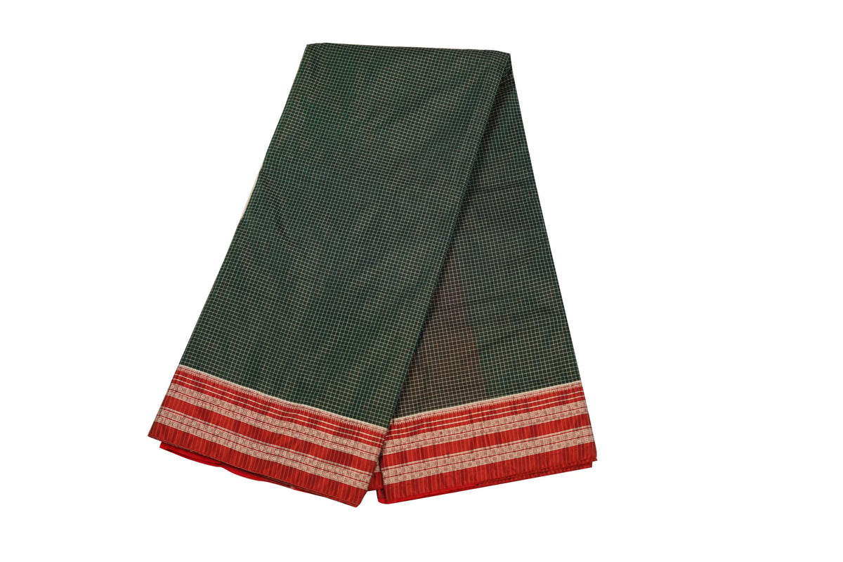 Ilkal saree green check   image