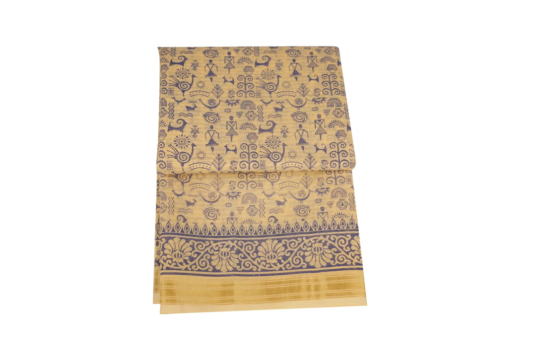 Worli Art Saree (Blue) - Image