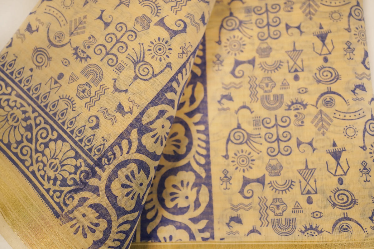 Worli art saree (blue)   image