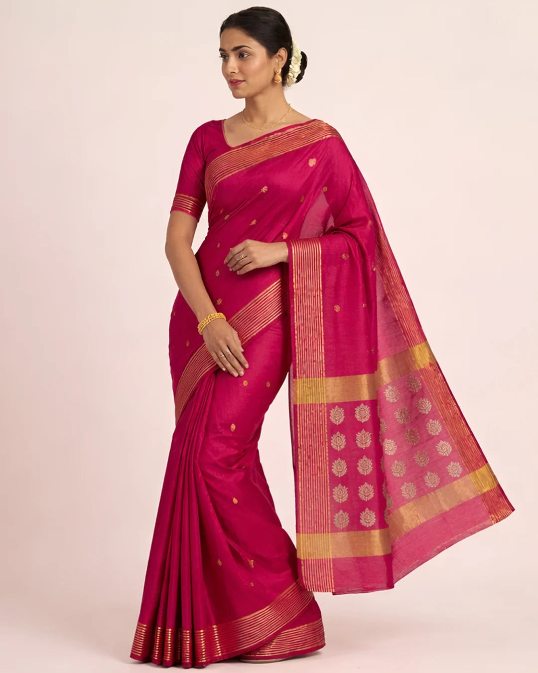 Magenta gold chanderi