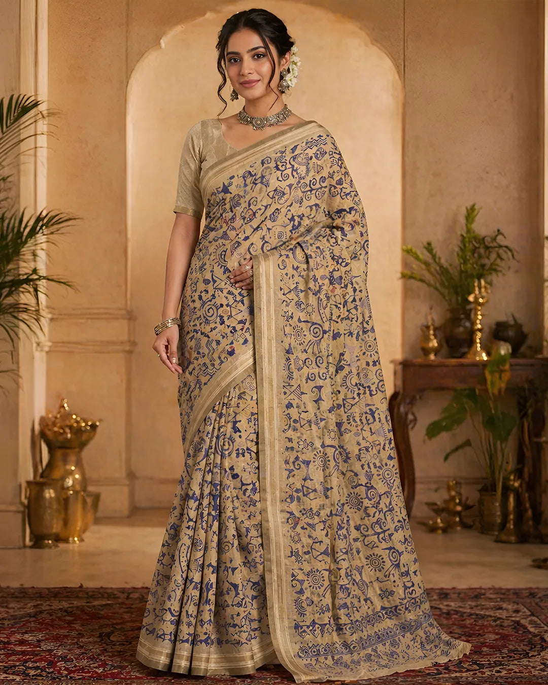 Worli art saree (blue)