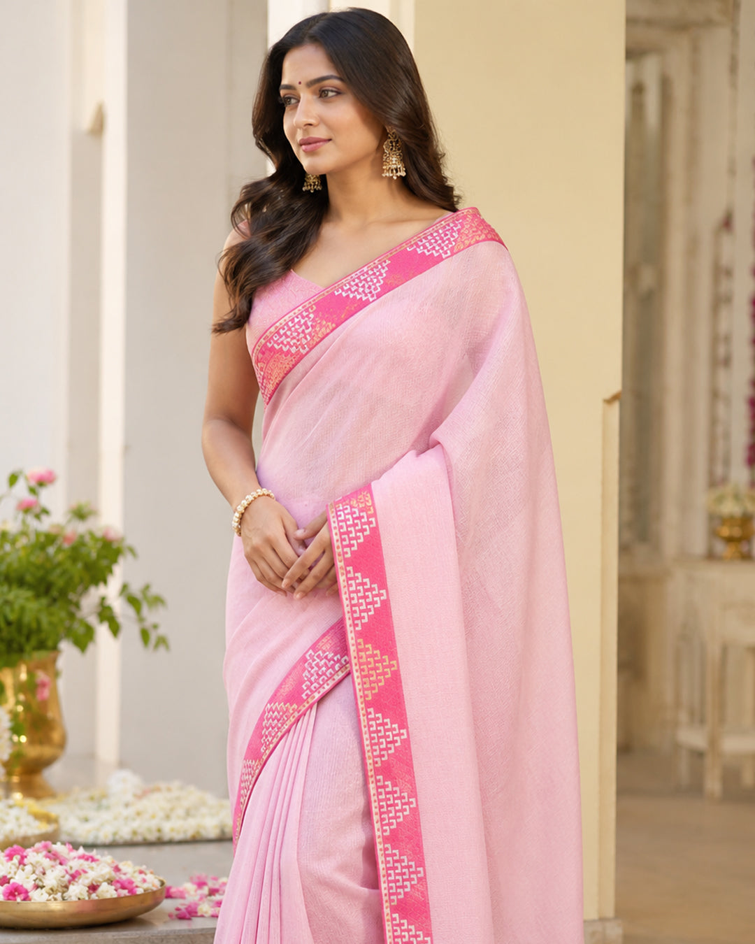 Fine Touch Pink Saree